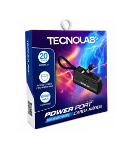 Tecnolab: Mini Power Bank Cargador Portátil Fast 20W – 10000 mAh TL778BK